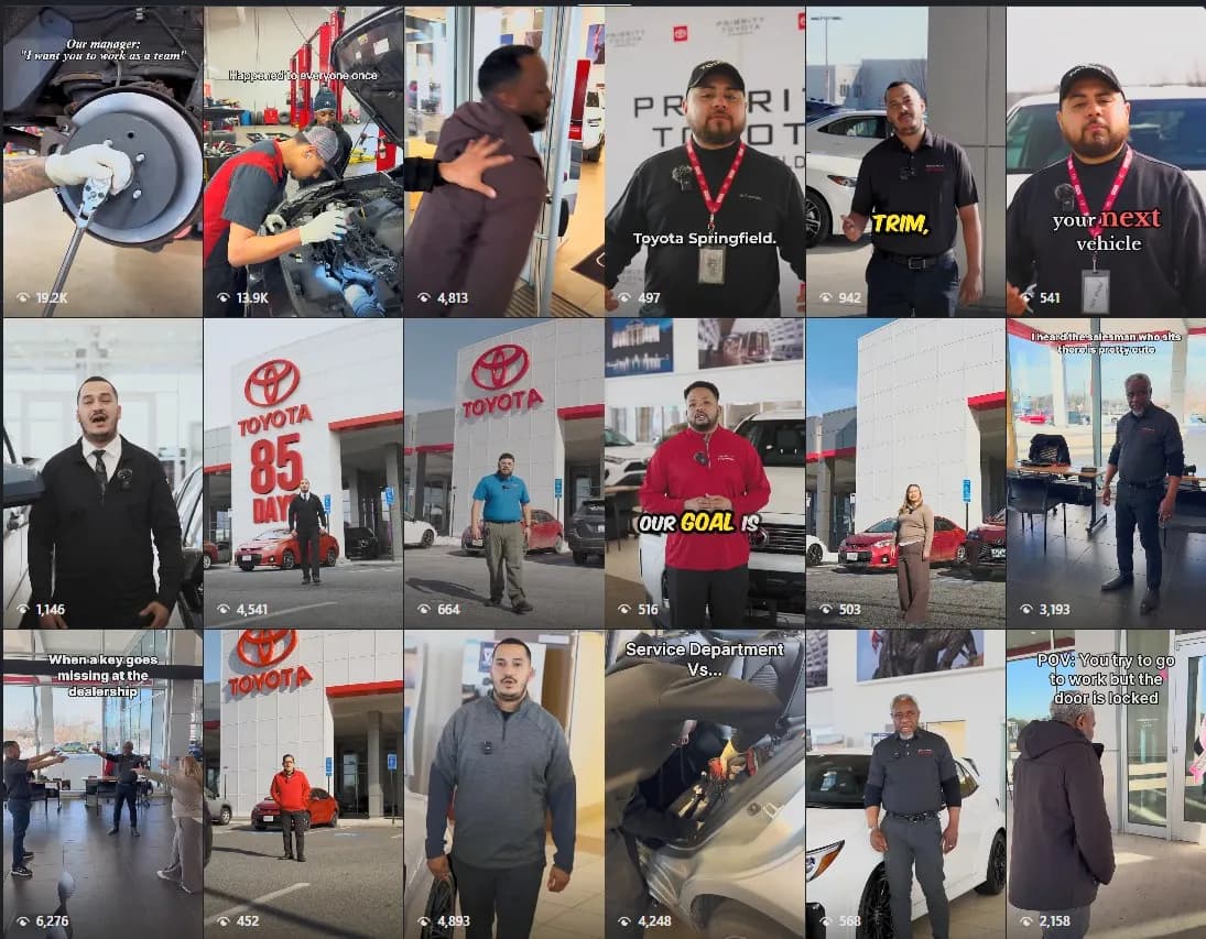 Northern Virginia Toyota store — before/after organic reel reach comparison
