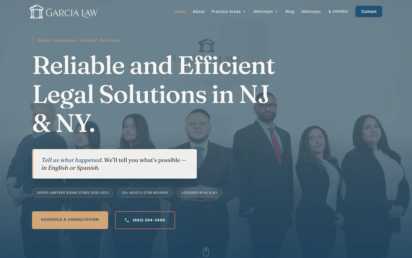 García Law's conversion-focused website built by ABMG — 71 bilingual routes