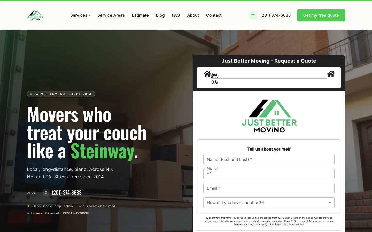 Just Better Moving website designed by ABMG