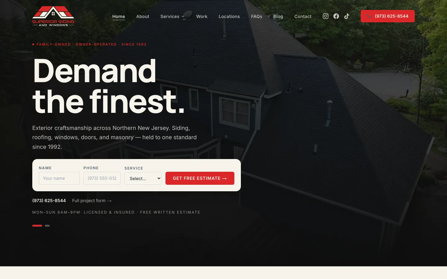 Superior Siding & Windows website designed by ABMG