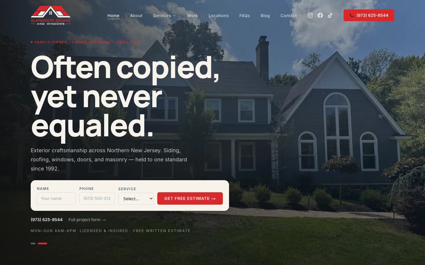 Superior Siding and Windows homepage, designed and built by ABMG